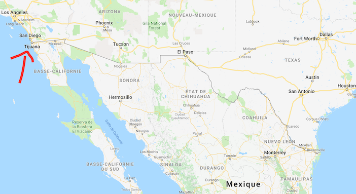 Plan des Etats-Unis et du Mexique