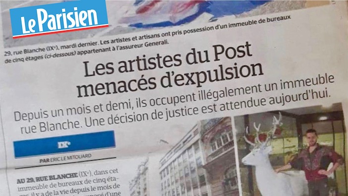 Le Parisien, article d'Eric Le Mitouard sur Le Post, le squat de la rue Blanche.