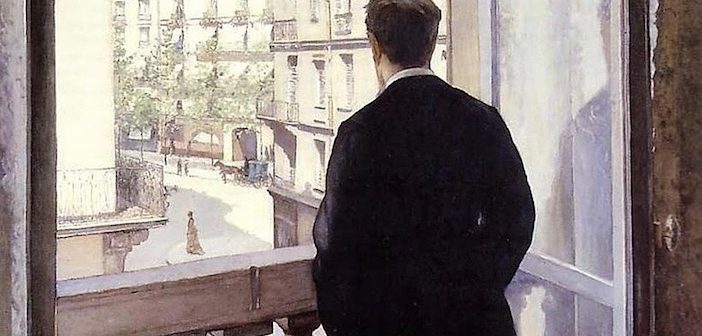 Jeune homme à la fenêtre, balcon