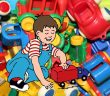 Enfant, jouets, camion
