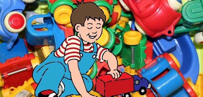 Enfant, jouets, camion