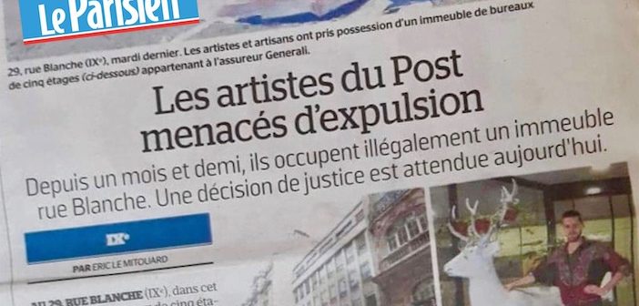 Le Parisien, article d'Eric Le Mitouard sur Le Post, le squat de la rue Blanche.